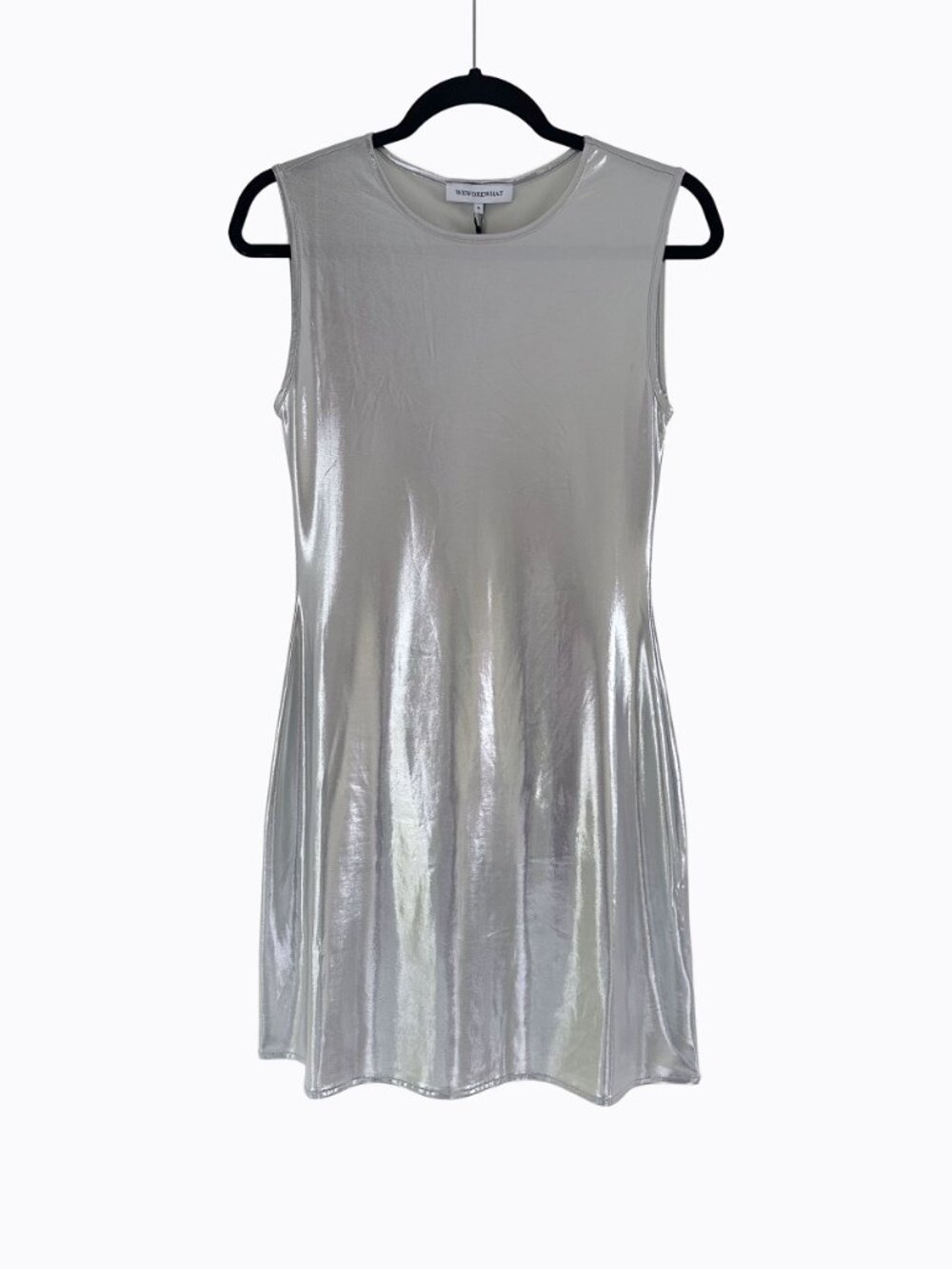 WeWoreWhat Silver Metallic Muscle Tank Mini Dress M Liquid Foil Y2K Cyber Rave